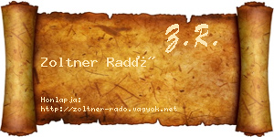 Zoltner Radó névjegykártya
